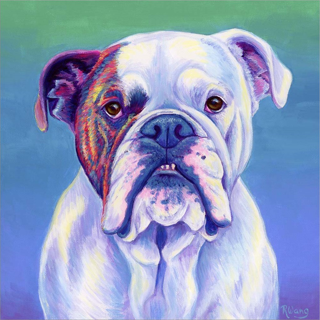 Cute English Bulldog by Rebecca W Art 13&#x22; x 13&#x22; Framed Wall Art