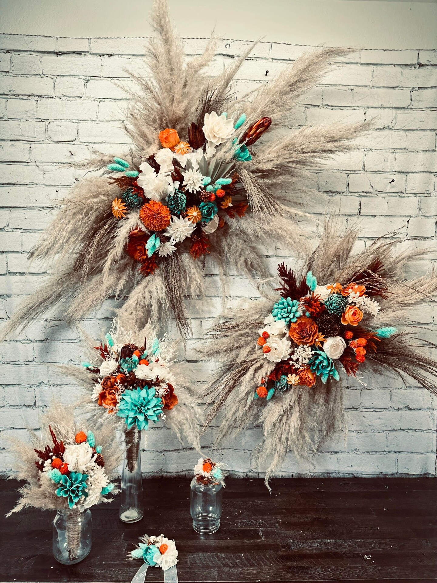 Aqua Delight - Boho, Pampas, Bright Orange, Burnt Orange, Aqua, White product 2