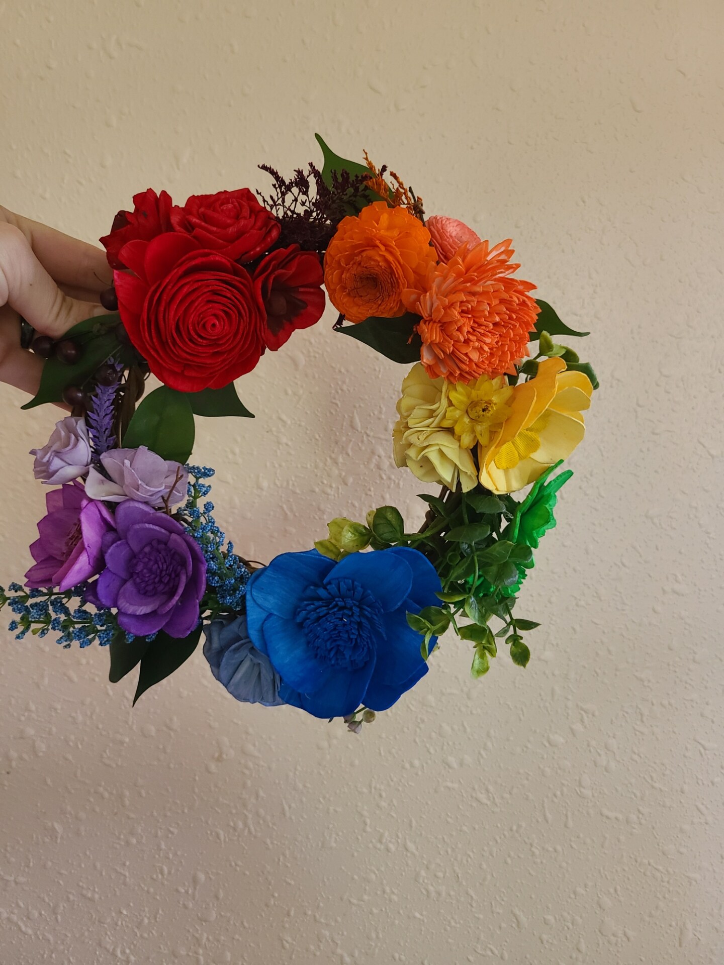 Rainbow Wood Flower Wreath | MakerPlace by Michaels