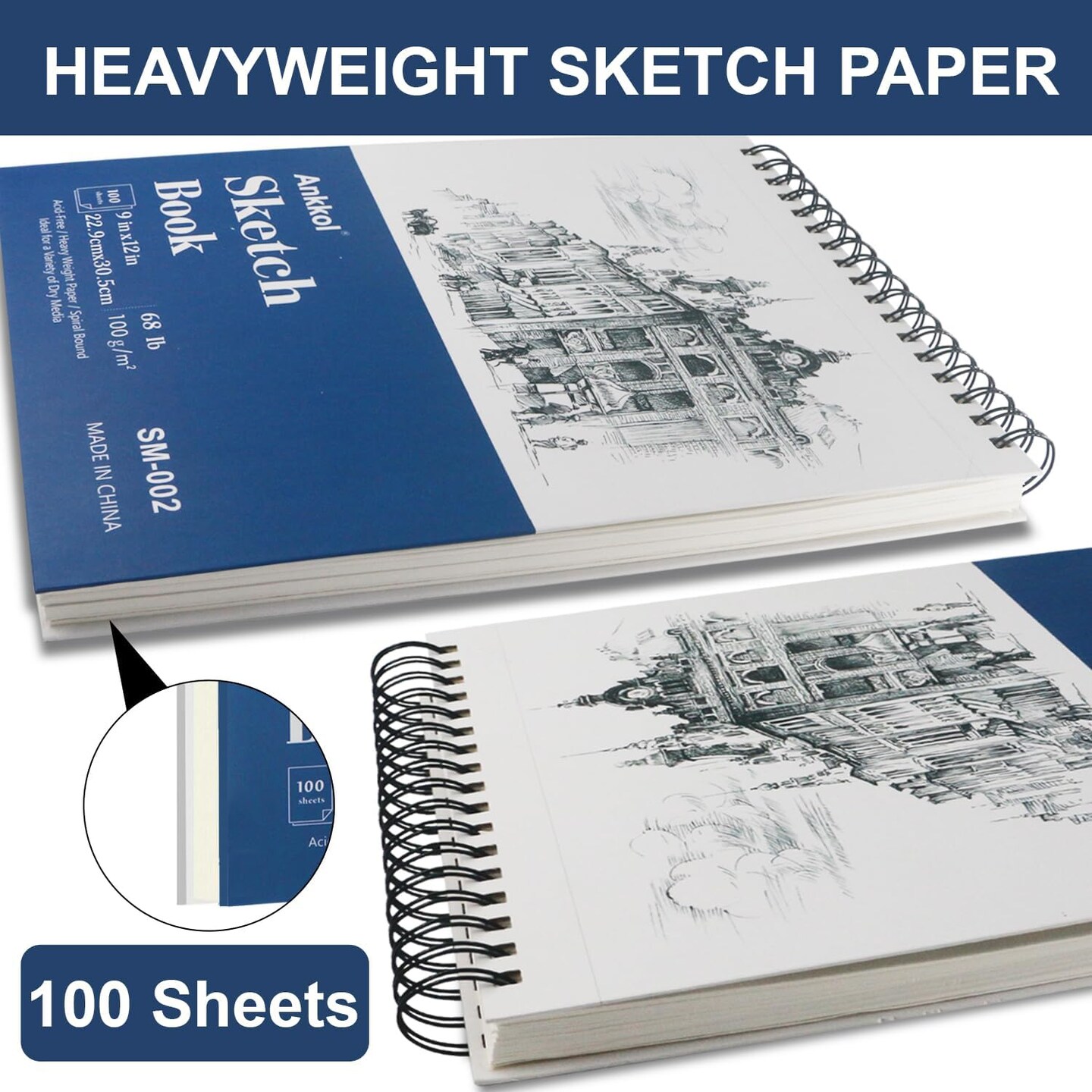 Sketch Book 9x12 Inch Artist Sketch Pad with 100 Sheets