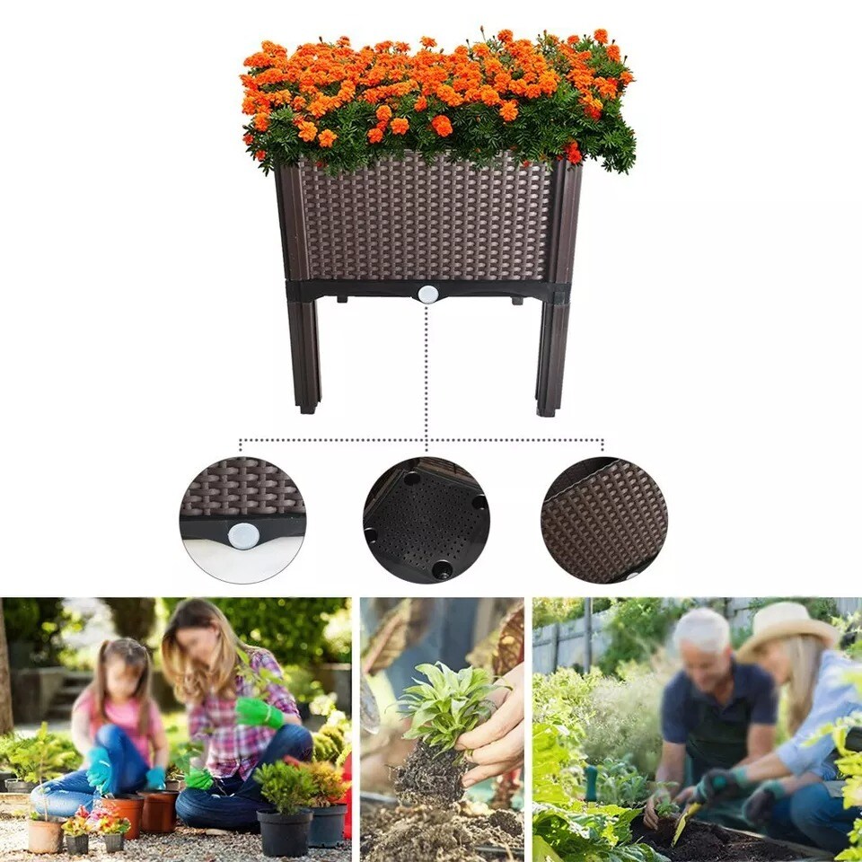 Bed Raised Garden Planter Vegetable Flower Wooden Box Pot Herb Outdoor Yard