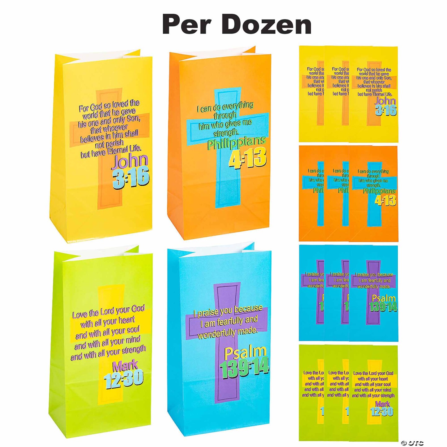 Bible Verse Treat Bags 5 1/4&#x22; x 10&#x22; - 12 Pc.