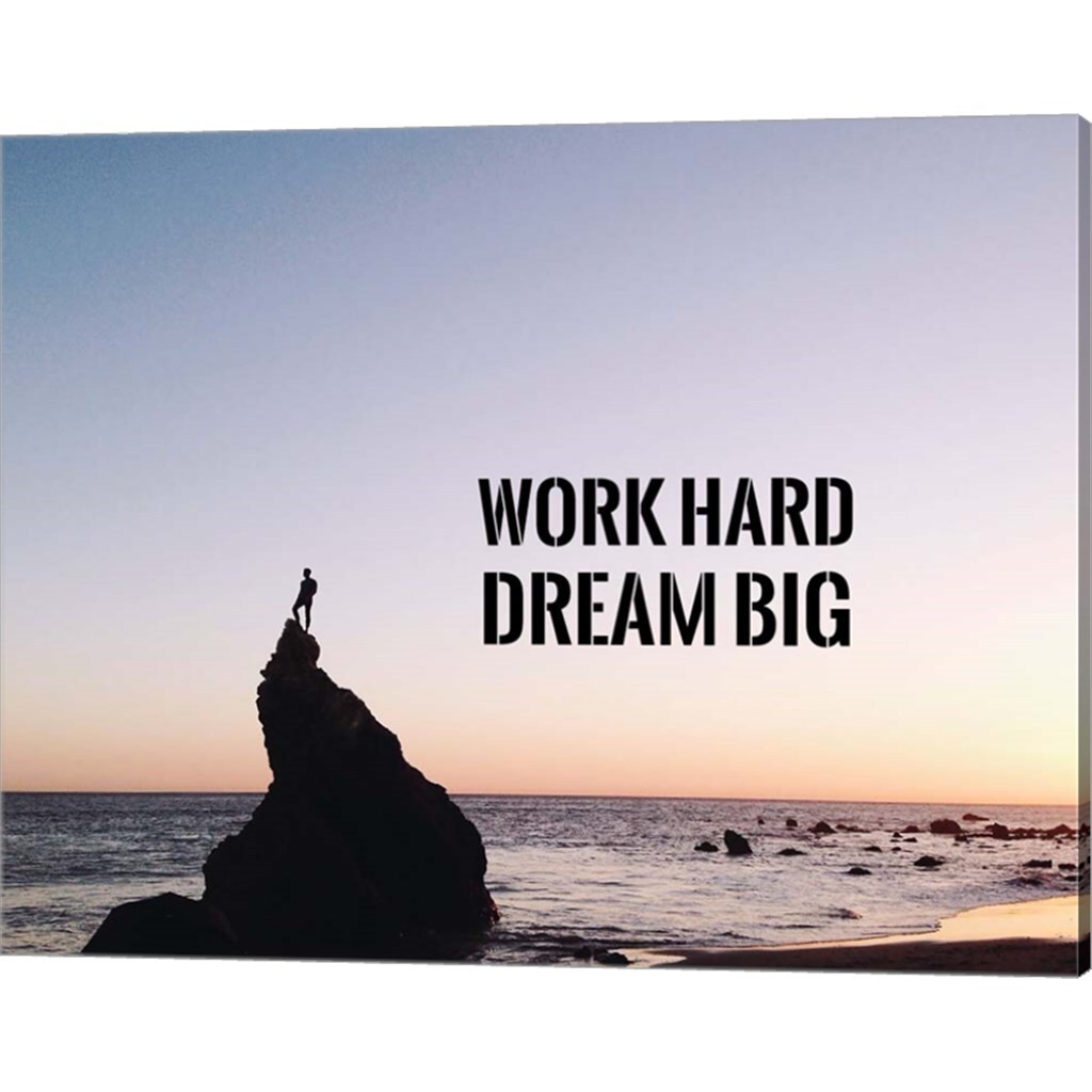 Work Hard Dream Big - Sea Shore Color by Color Me Happy 20" x 16" Canvas Wall Art