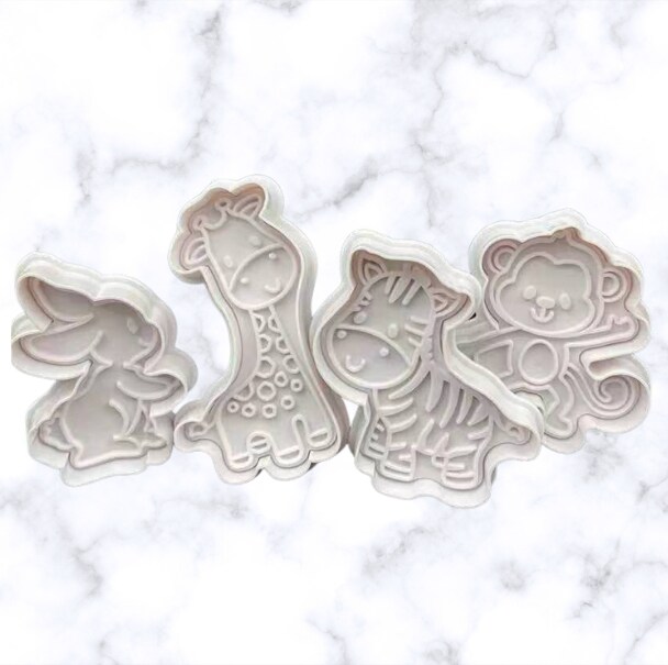 4 pcs Animal Cookie Monkey, Giraffe, Rabbit,  Zebra