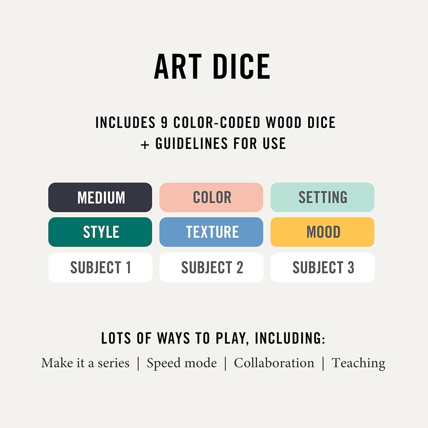 Art Dice - Drawing and Painting Game for Adults, Artists, and Teachers - Set of 9 Dice for Creative Inspiration - Art Supplies for Studio and Classroom - Gift for Artist - 1 or more players