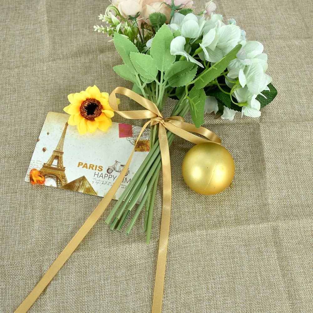 3/8 Inch x 100 yads Gold Satin Ribbon Thin Solid Fabric Ribbons Roll for Gift Wrapping Invitation Floral Hair Balloons Craft Sewing Party Wedding Popsicles Decoration Valentine&#x27;s Day Bouquet