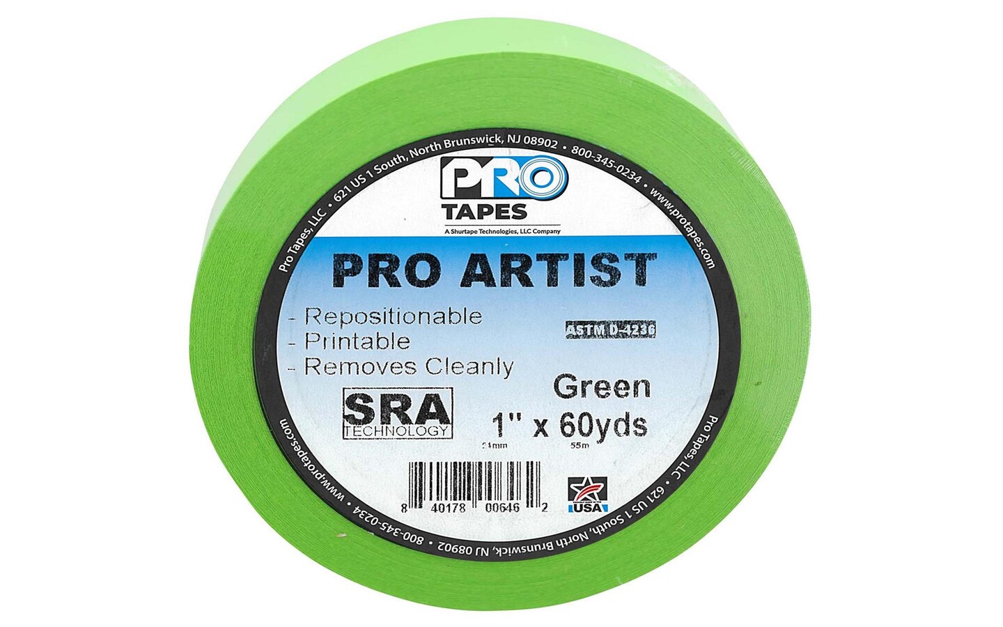 Pro Tape Artist Tape 1&#x22;x60yd Green