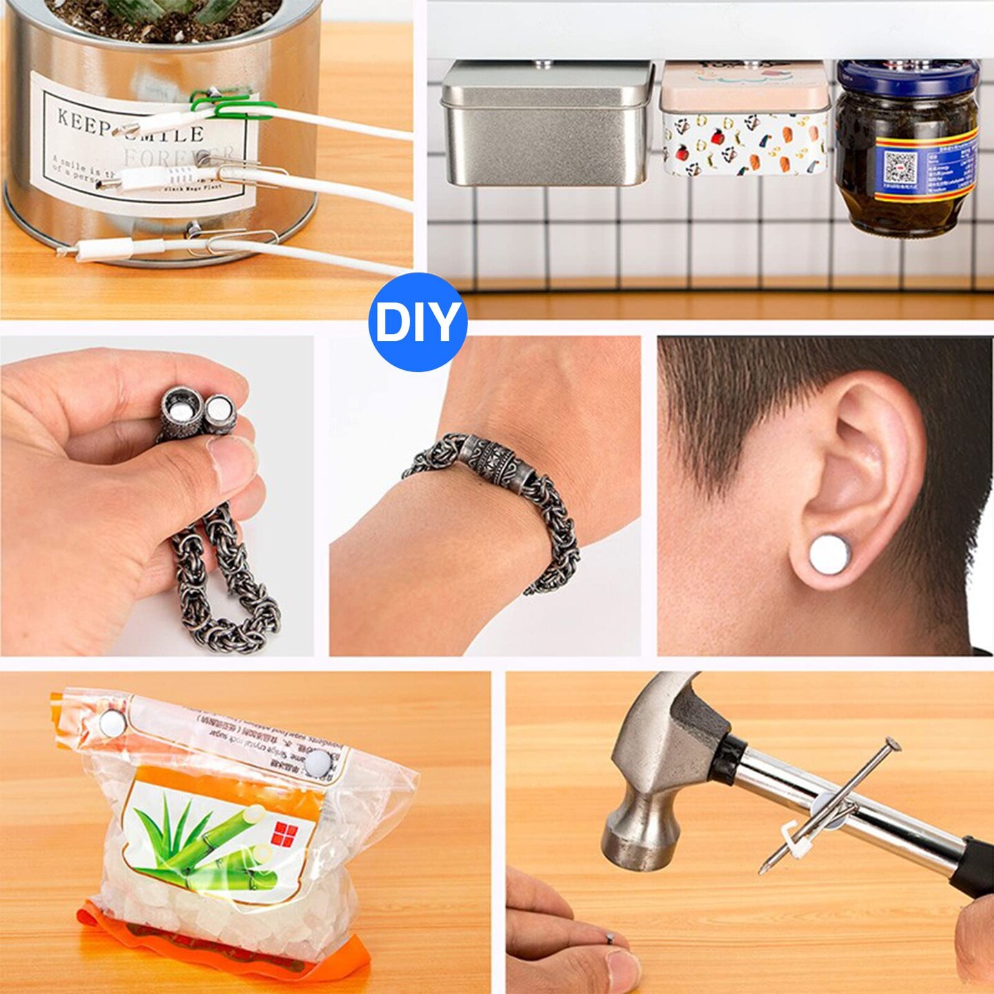40 Pieces Small Magnets,  Tiny Rare Earth Magnets, 5 Different Size Neodymium Magnets for Refrigerator, DIY, Building, Crafts and Kitchen Cabinet, Office Magnets