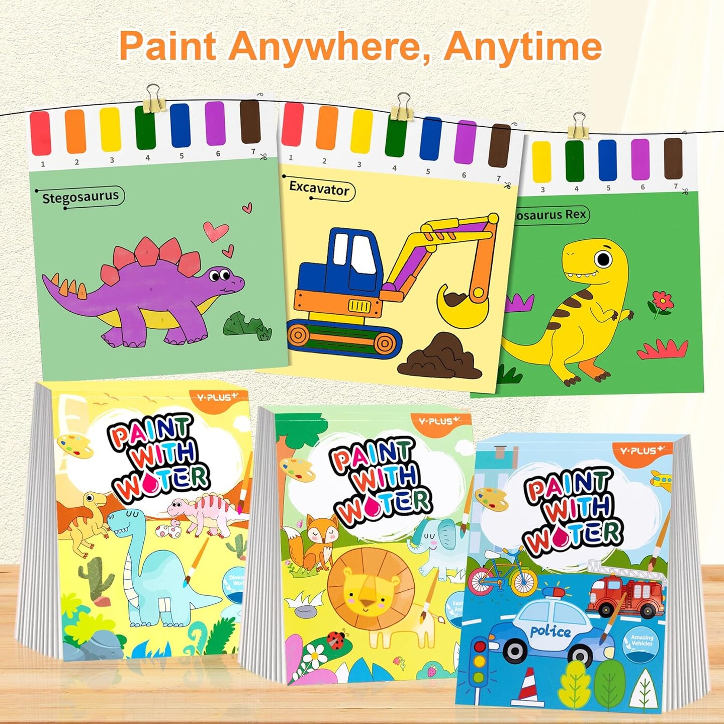 Toddler Paint with Water Books, Children's Watercolor Painting Sheets, Ages 1-3, 2-4, Art Project Present for Brush Drawings of Animals