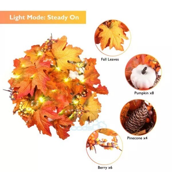 Halloween Pumpkin Maples Leaf \Decoration Wreath