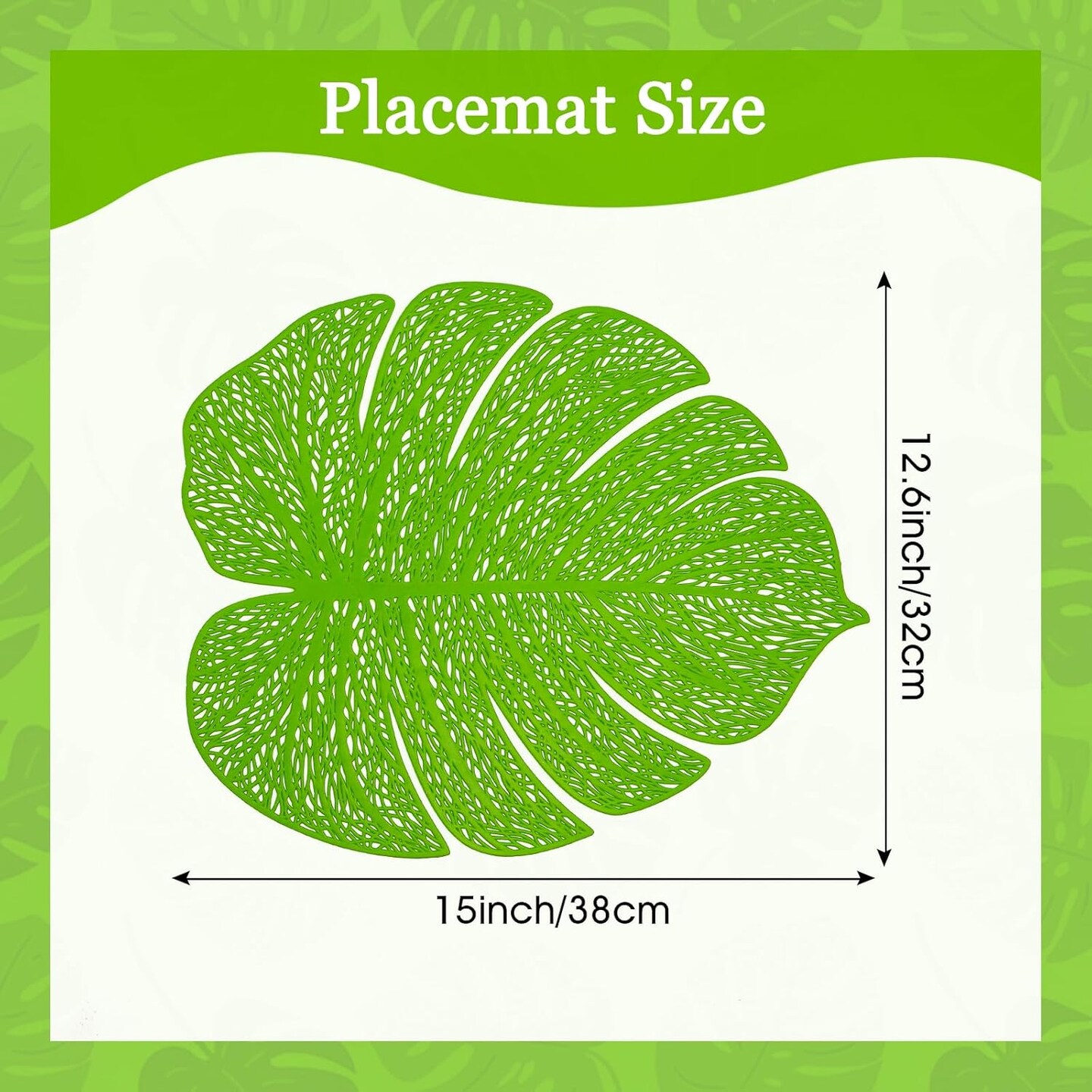 Green Placemats Set of 6 Palm Leaves
