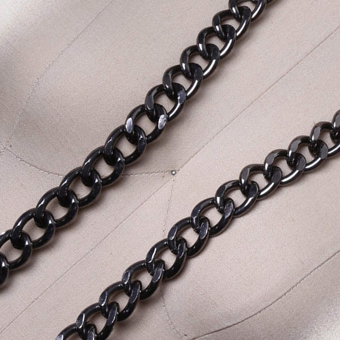 1 Yard 12mm Gray Glossy Finish Metal Chain Trim for Jewelry and Bag Straps