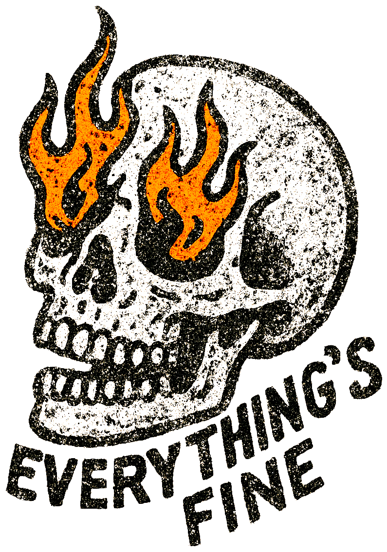 Women's 'Everything Is Fine' Skeleton Graphic Tee - Oversized Vintage Rock T-Shirt