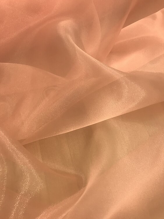 1 Yard Sheer Peach Crystal Organza Fabric for Dresses and Decorations