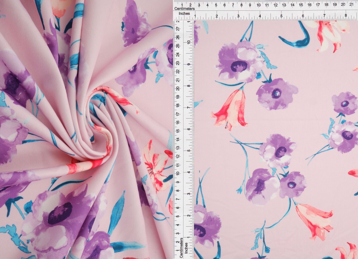 1 Yard Digital Floral DTY Stretch Knit Fabric 58/60 Inch Wide Smooth Lightweight Print for Dresses & Crafts