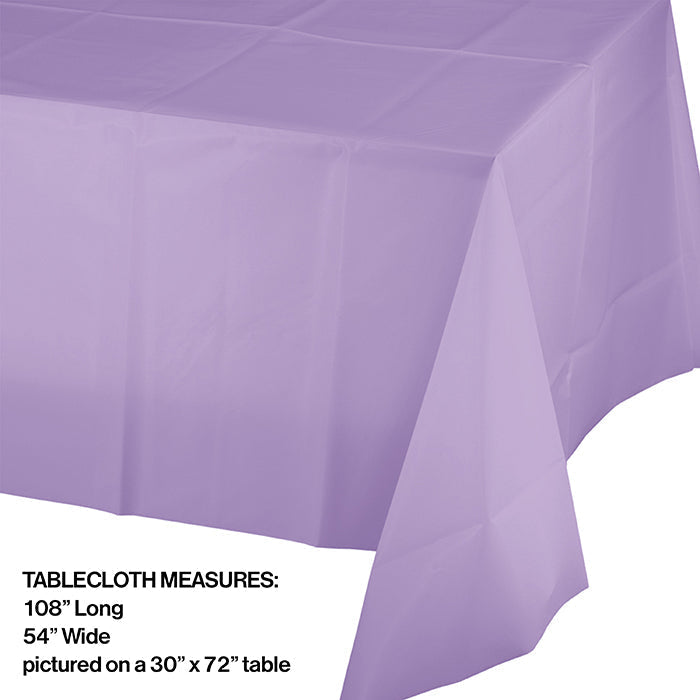 12 pc Bulk Luscious Lavender Plastic Table Covers 54 inch x 108 inch