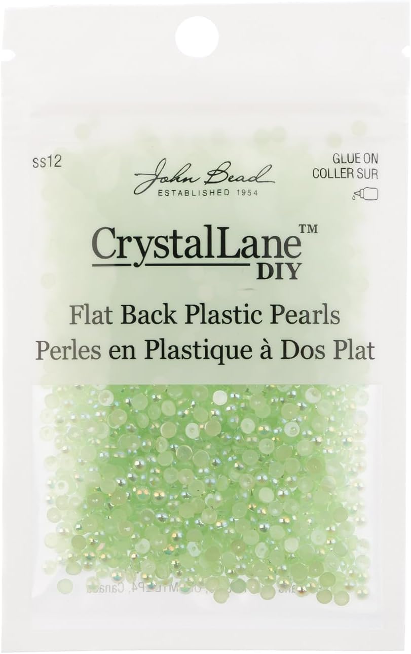 Crystal Lane DIY SS12(3mm) Plastic Pearl Flatback Rhinestones, 1850pcs