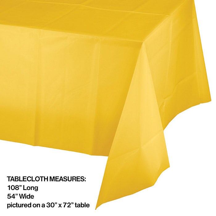 12 pc Bulk School Bus Yellow Value Friendly Plastic Table Cover