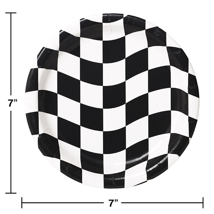 96 pc Bulk Black and White Check Dessert Plates