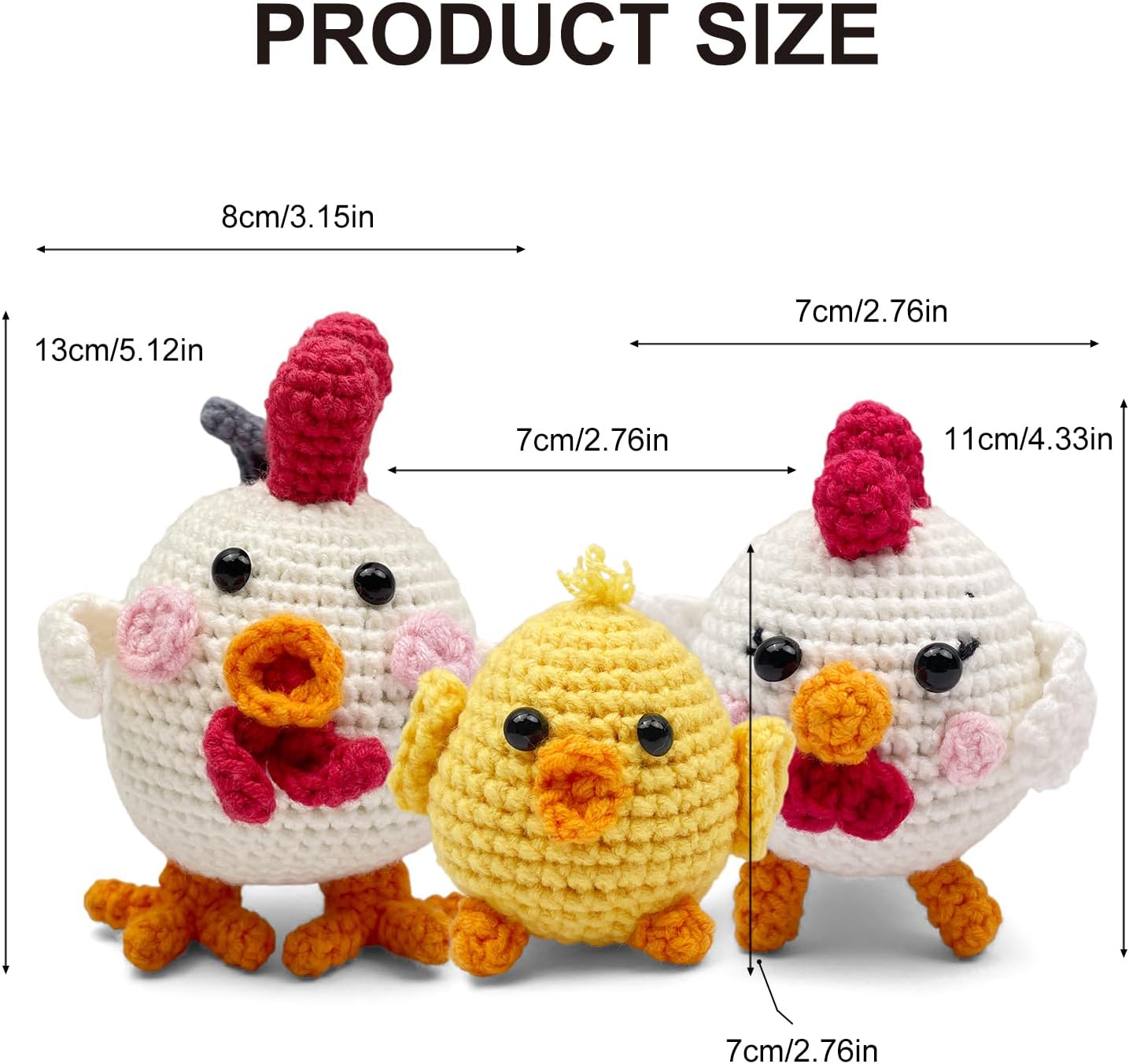 Chicken Crochet Kit for Beginners, Cute Animals DIY Amigurumi Starter Set