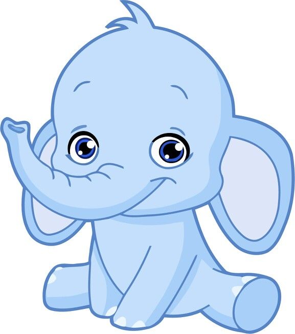 Blue Baby Elephant Edible Cake Topper Image 7.5 Round