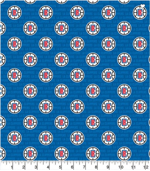 NBA Licensed Los Angeles Clippers Ditsy City Print Cotton Fabric by the Yard