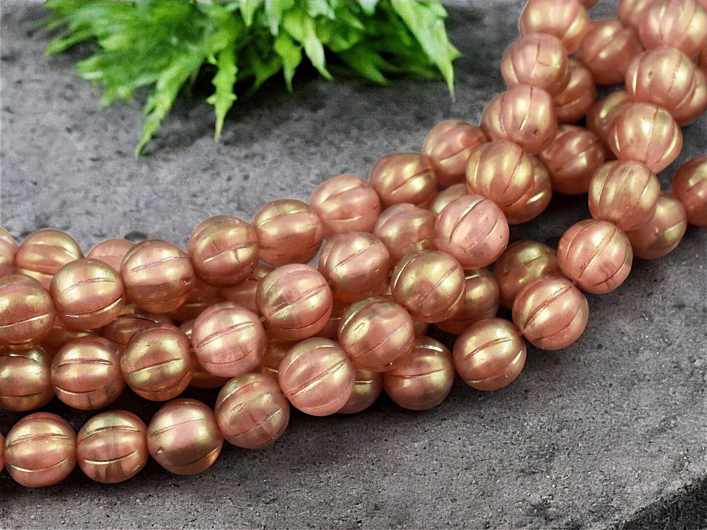*16* 8mm Red Luster Washed Pink Crystal Round Melon Beads