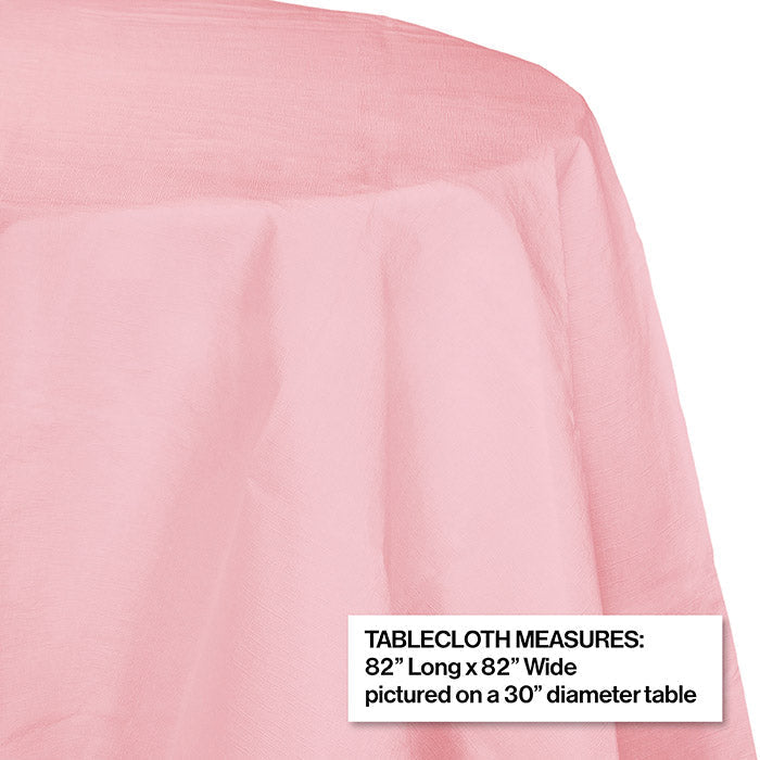 12/Case Bulk Classic Pink Round Paper Table Covers 82 inch 82 inch