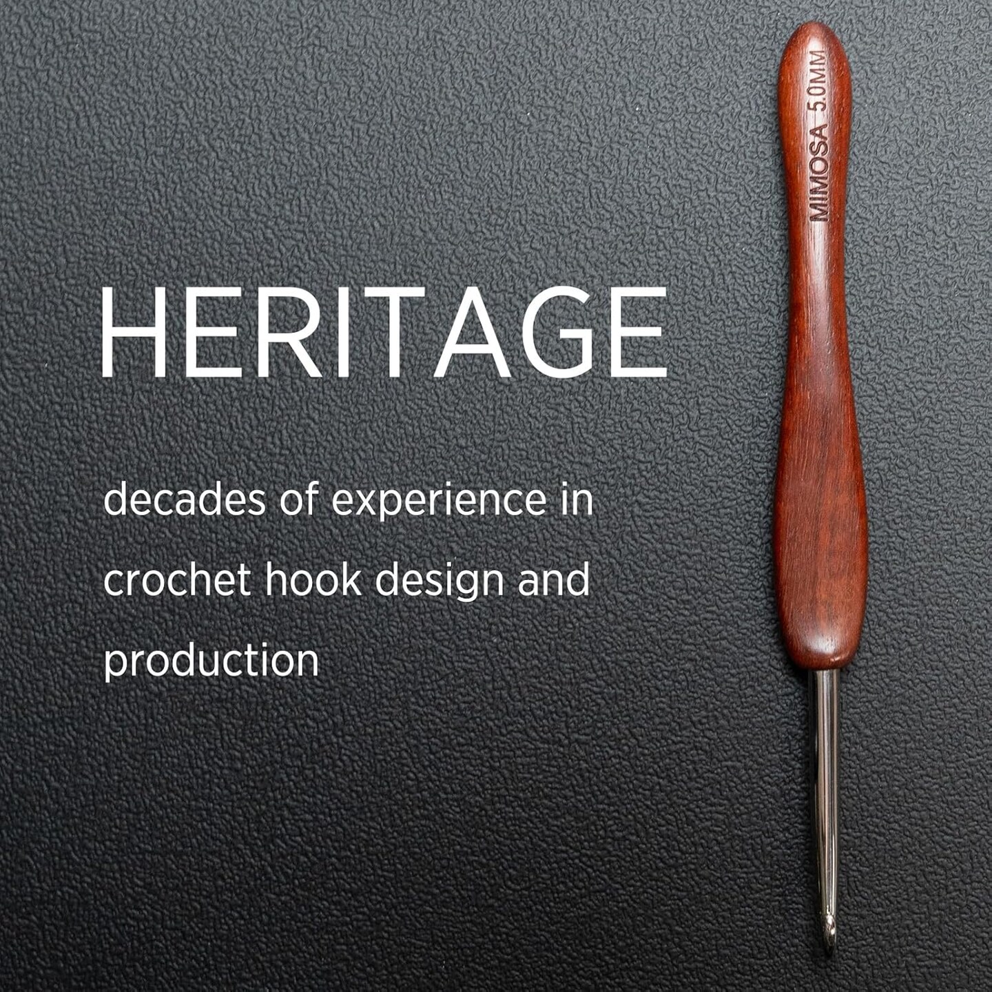Mimosa 4mm Single Crochet Hook, Available in 0.6mm-6.5mm, Ergonomic Hand Polished Stainless Steel Inline Pointy Wood Handle Crochet Hook