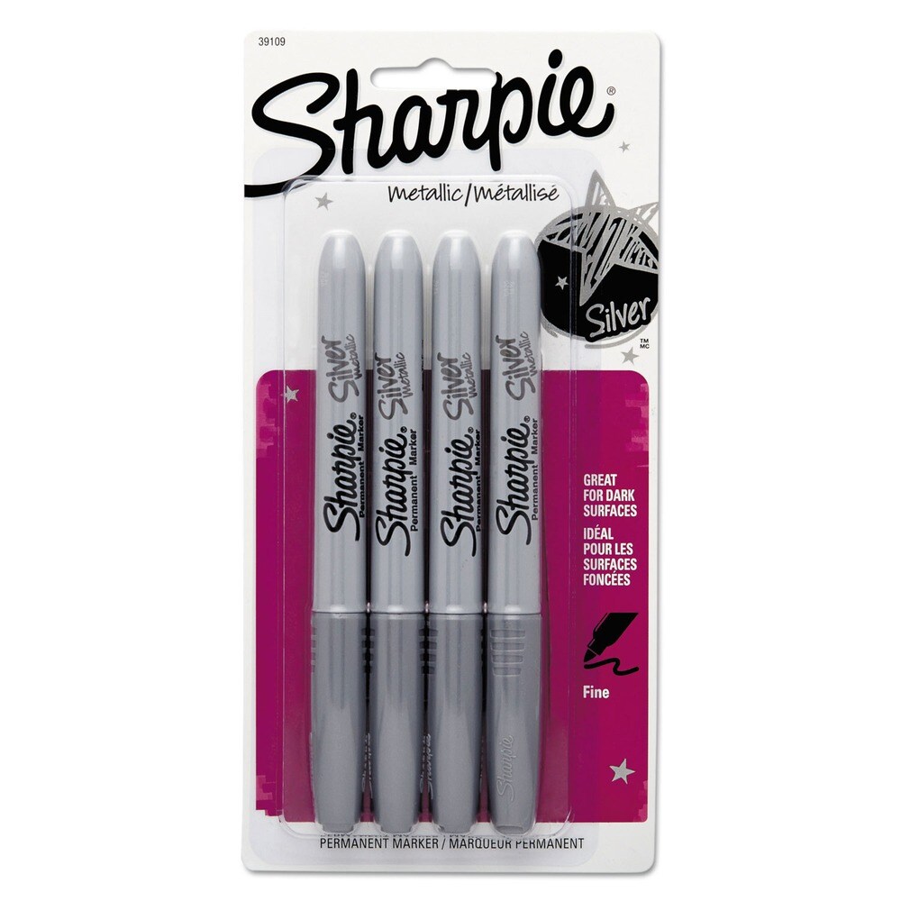 Sharpie Metallic Fine Point Permanent Markers - Metallic Silver (4/Pack)