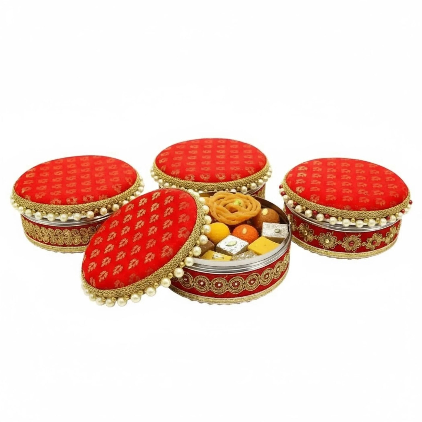 4 Ct Steel Ladoo Box 250 Grams Festival Special Stainless Steel Sweets Gift Box Perfect for Holi Diwali Rakhi Housewarmings Mithaai Desert Box