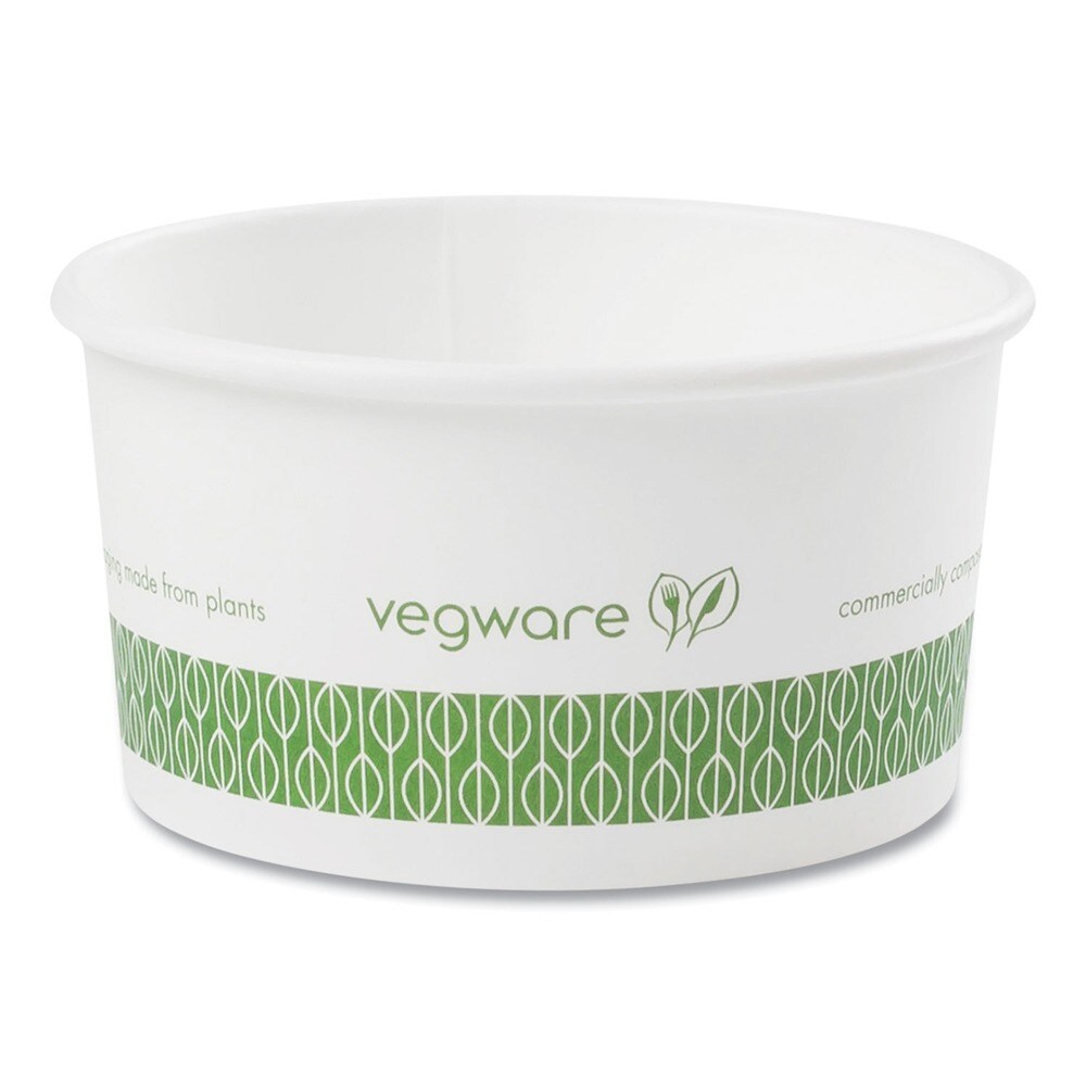 Vegware 3.5 in. x 1.7 in. 6 oz. Compostable Paper Soup Containers - Green/White (1000/Carton)