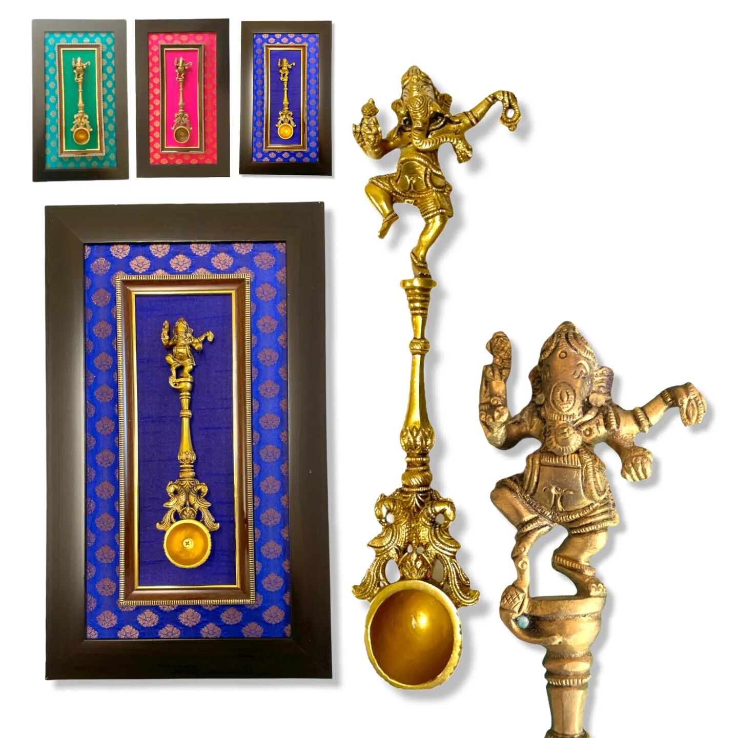 Decorative Brass Dancing Ganesha Spoon Wall Art for Living Room Office House Pooja Room Hindu God Statue Modern Artwork Return Gift Pooja Favor Showpiece