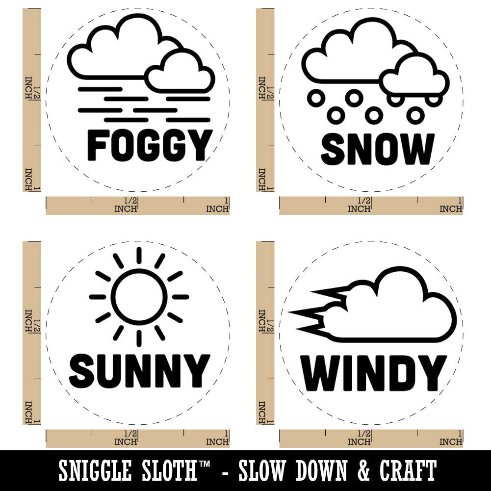 Weather Day Planner Sunny Windy Snowy Foggy Rubber Stamp Set for Stamping Crafting Planners