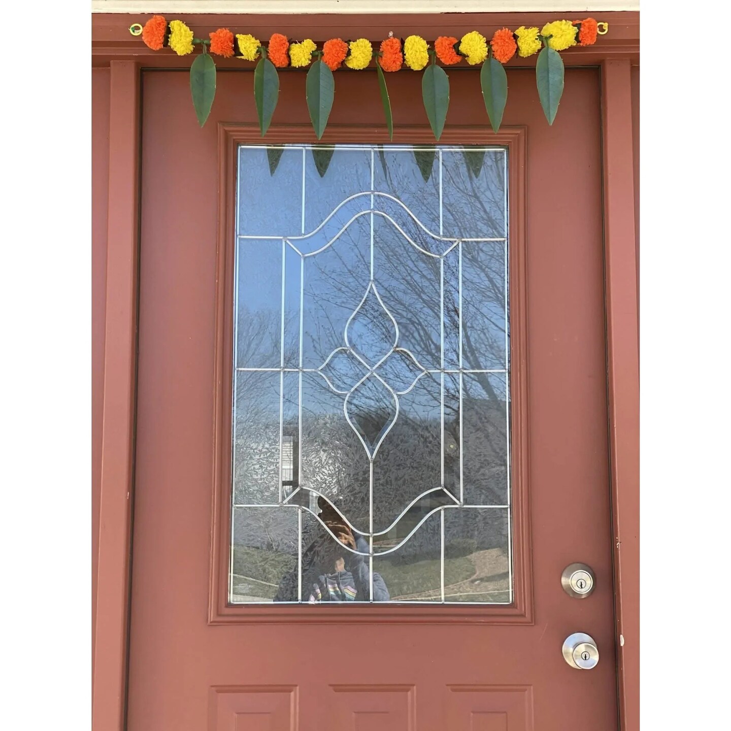 Marigold Mango Leaf Door Toran Hanging Valance Festival Marigold Garland Window Indoor Outdoor Decor Bandarwal Pooja Decor Wedding Favor Diwali Decor