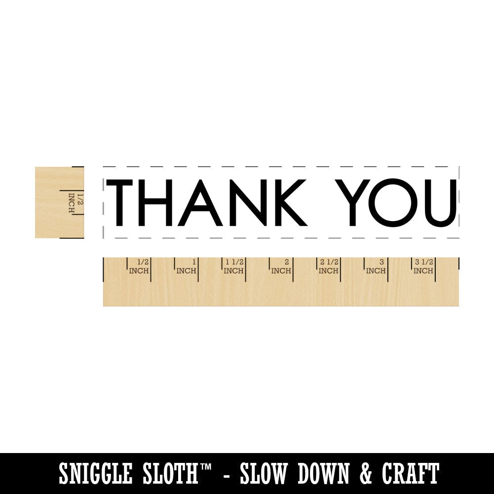Simple Capitalized Thank You Rectangle Rubber Stamp for Stamping Crafting