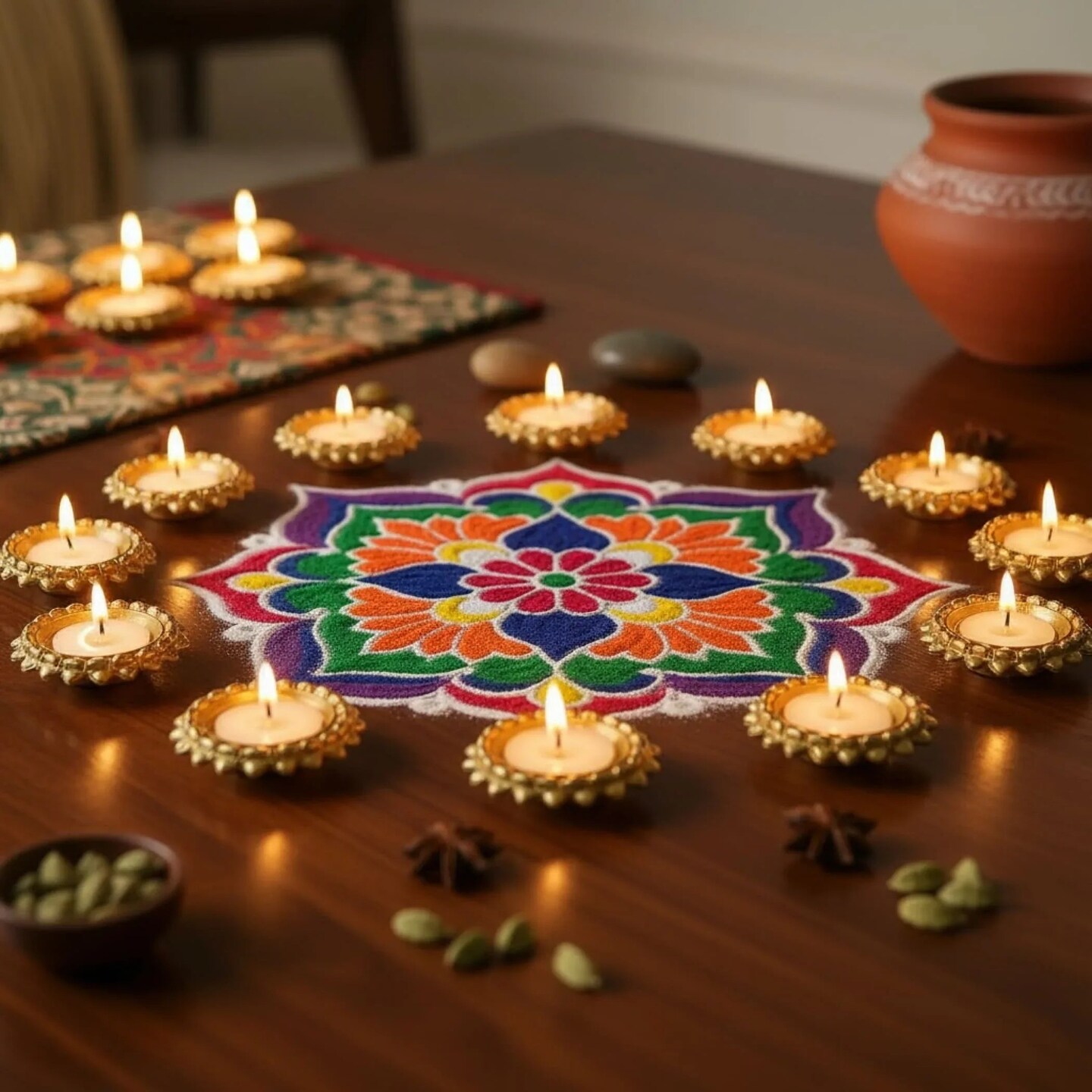 4 ct Candle Holder Tealight Candle Holder Stand Ghungroo Diwali Diya Holders for Indian Festival Decorations Lighting Accessories Navratri Wedding Pooja Home New Year Boho Decor