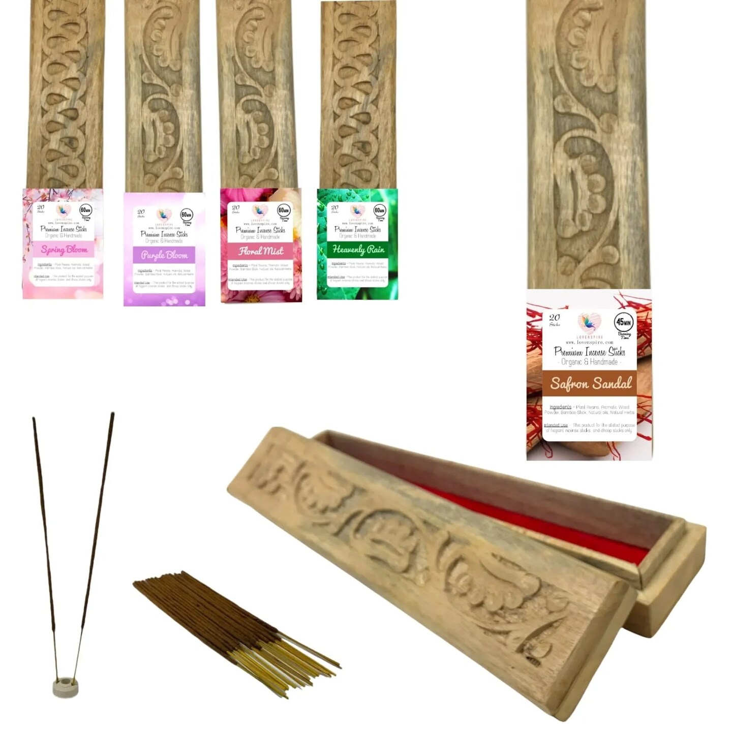 Premium Scented Incense Stick Plain Incense Kit with Wooden Box Agarbatti Dhoop Stick Low Smoke Incense with Spiritual Fragrance Pooja Essential Indian Temple Item