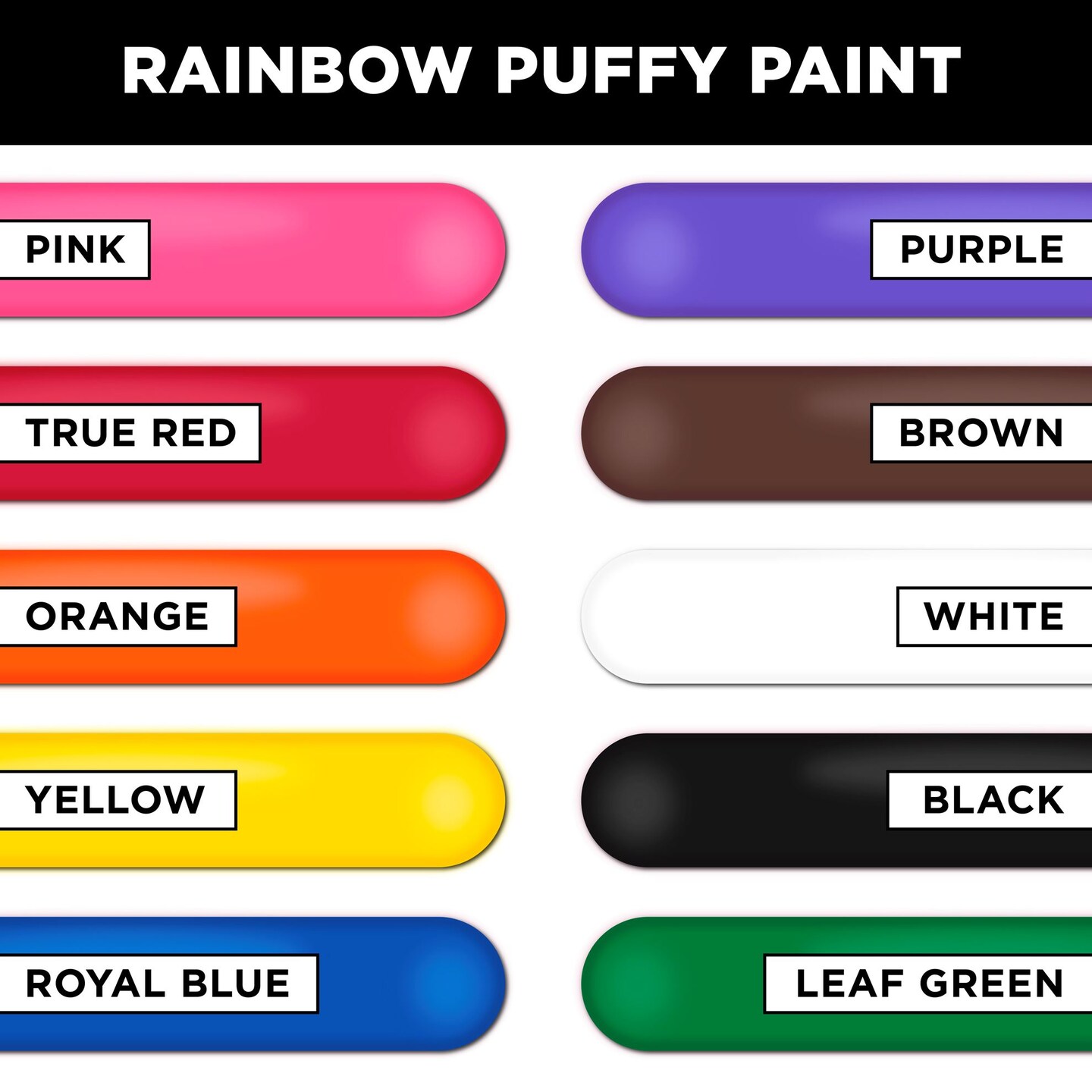Tulip Puff Paint Rainbow & Neon, Multi-Surface Craft Paint, Party 20 Pack