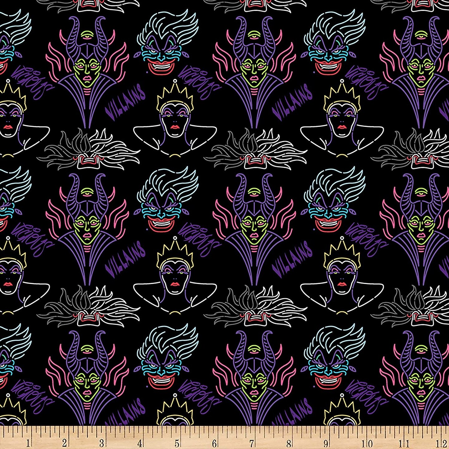 Springs Creative Disney Villain Outline Black Cotton Fabric by the Yard