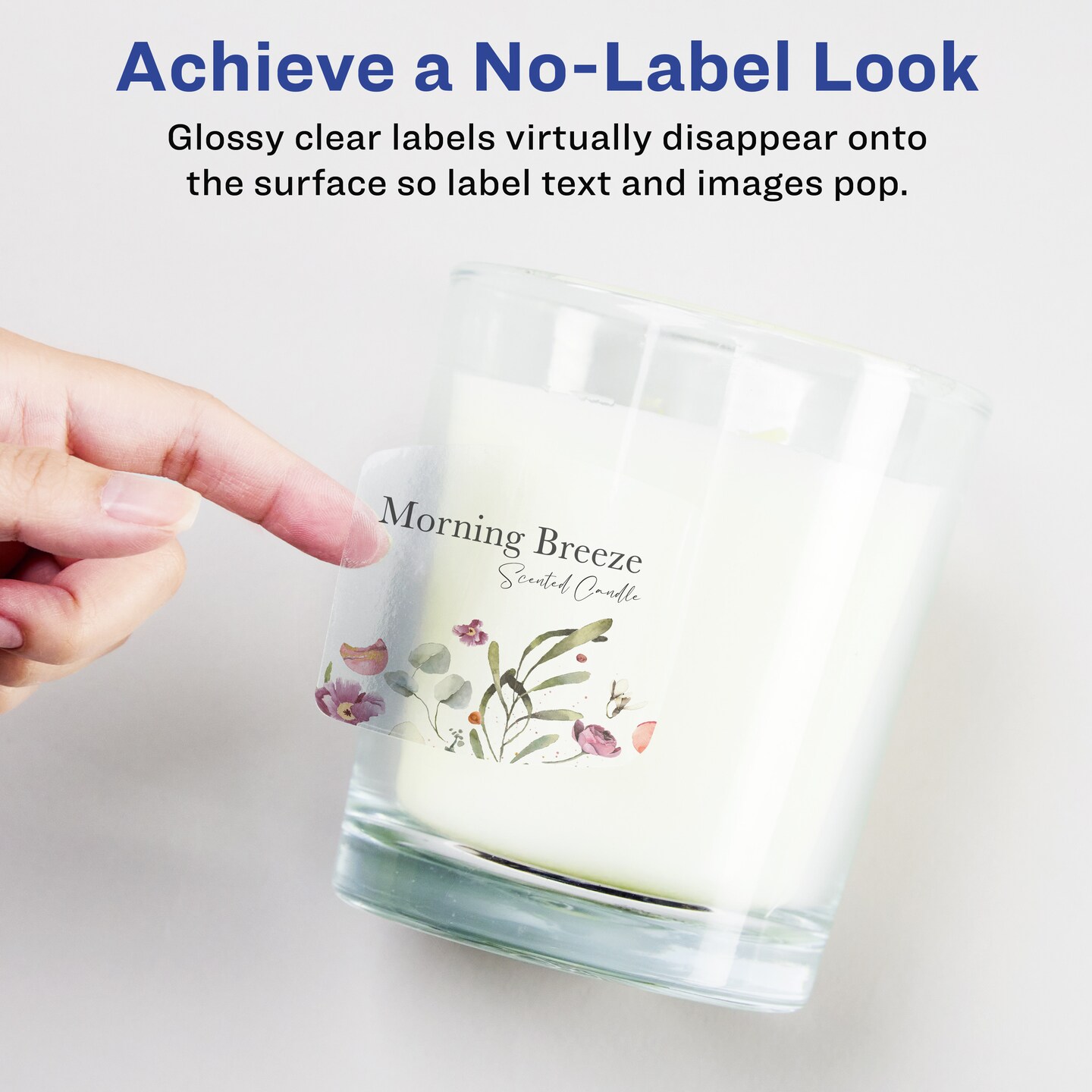 Avery Glossy Clear Arched Square Labels with Sure Feed, 2" x 2-3/16"