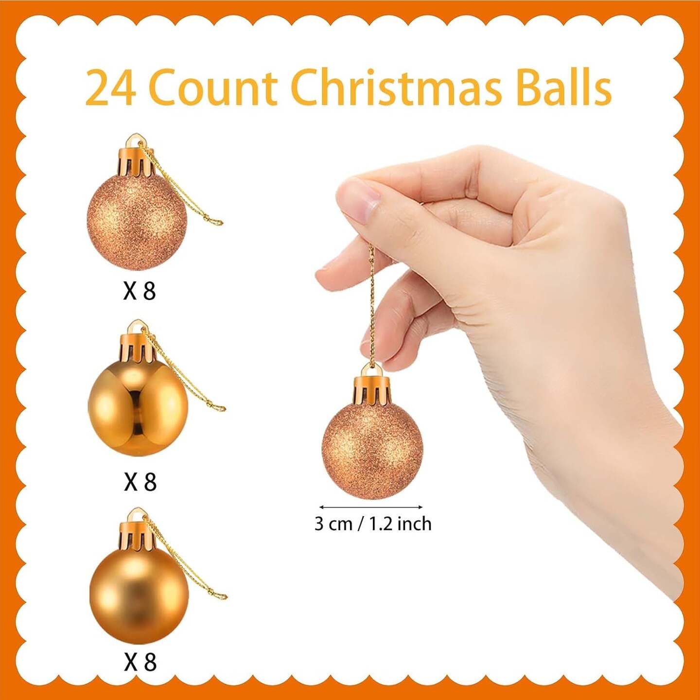 24 Count Small Bronze Fall Christmas Ornaments Balls - 1.2 Inch (Bronze)