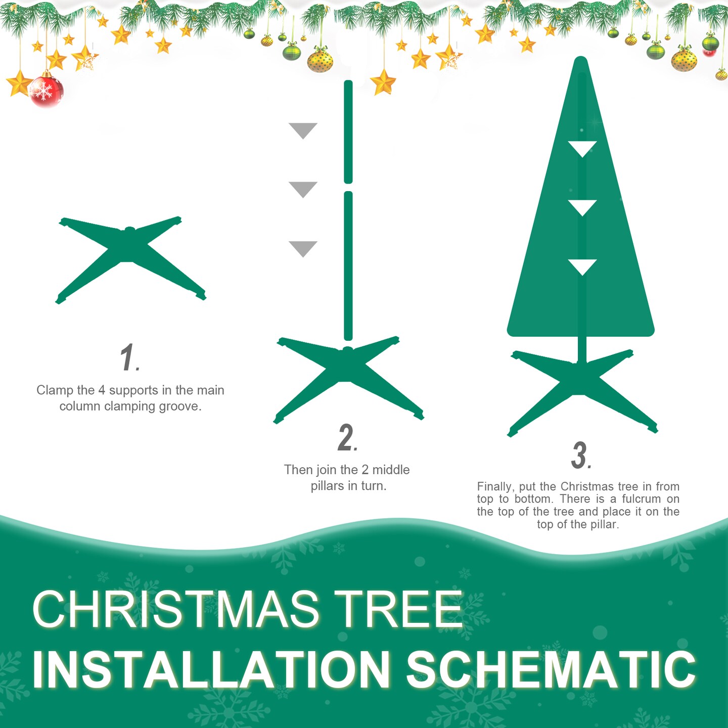 Enchanting 6FT Decorated Artificial Christmas Tree: Illuminated with Lights, Adorned with Snowflakes &#x26; Ornaments