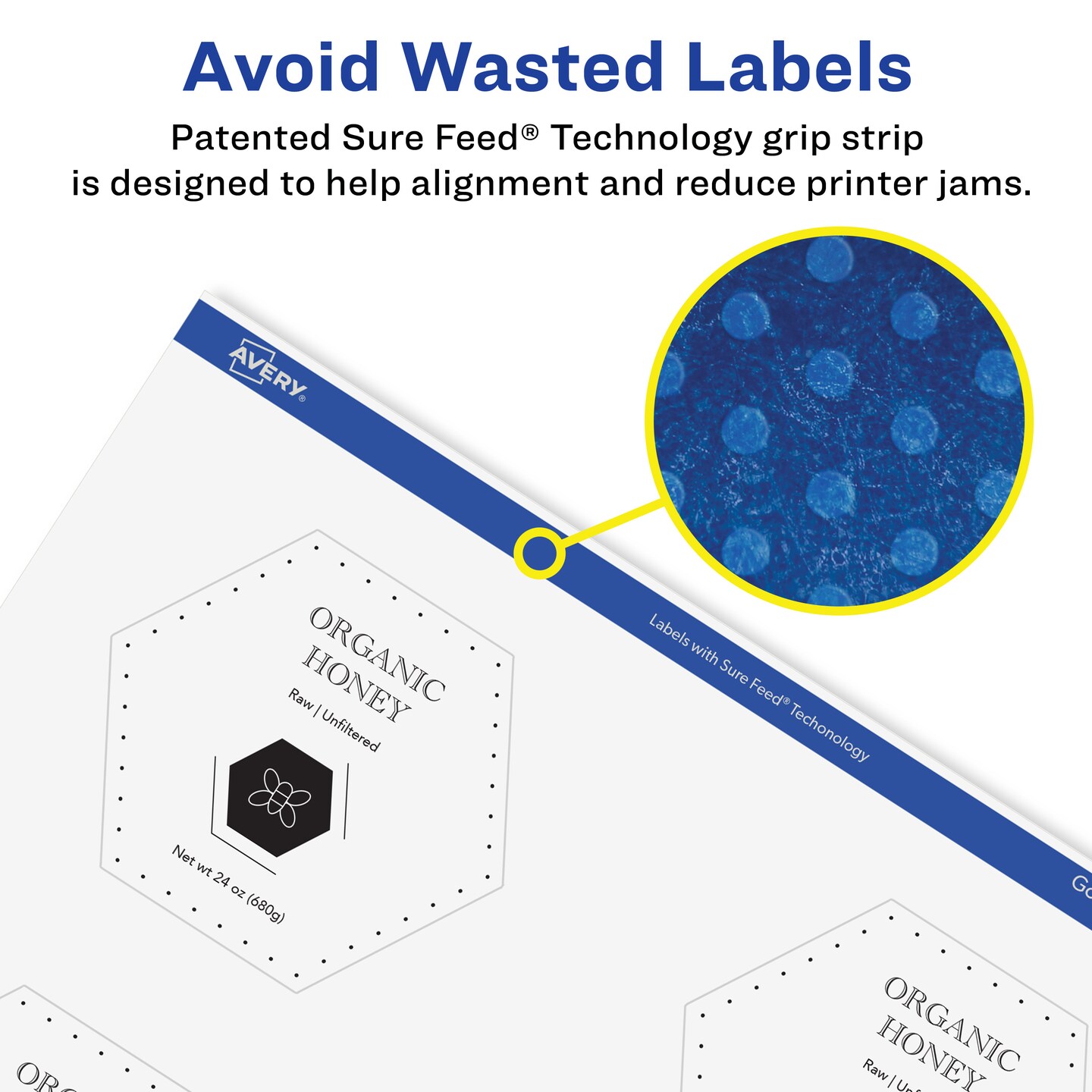 Avery Glossy Clear Hexagon Labels with Sure Feed, 2-1/2" x 2-57/64"