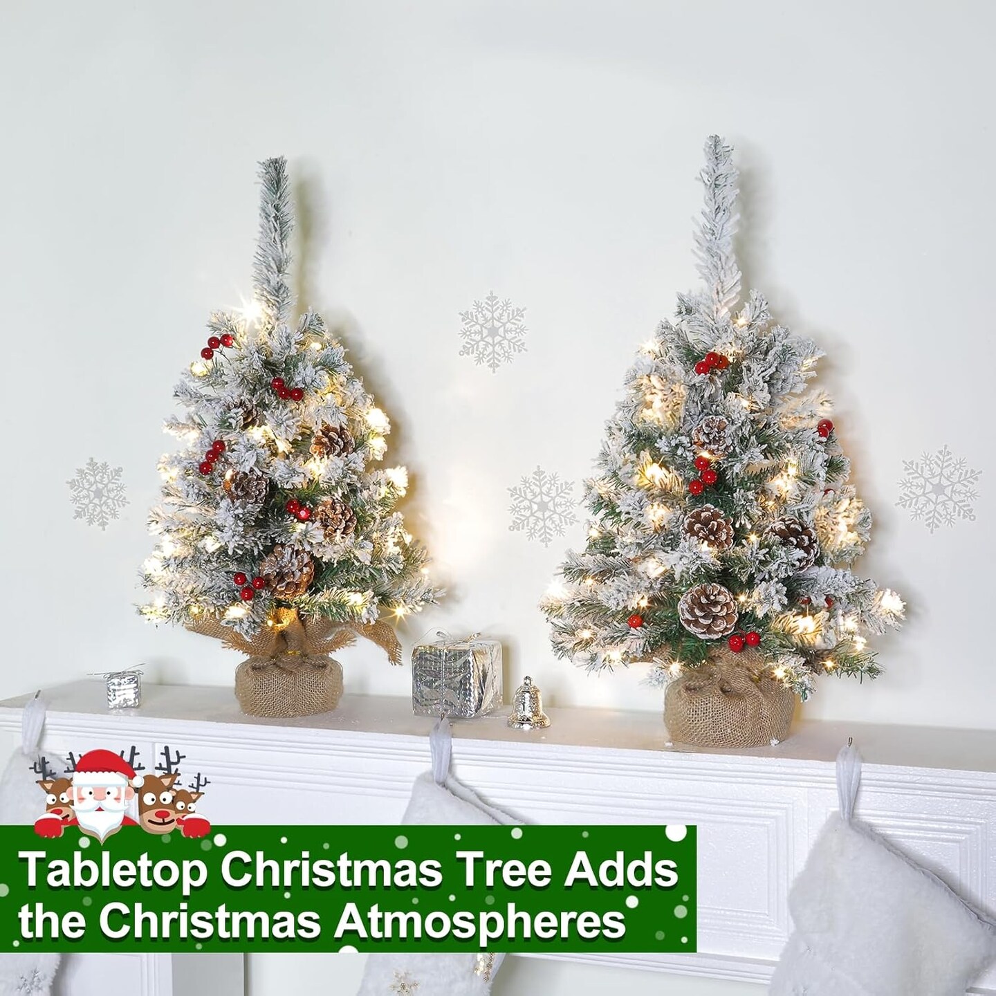 2 Pack 24"/2FT Thick Snow Flocked(	Snowy White)24"D x 24"W x 24"H