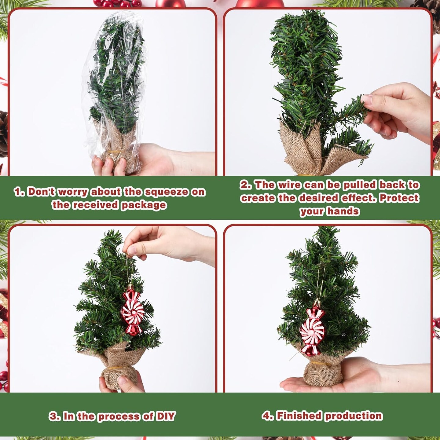 Tabletop 6 Pcs Mini Christmas(Simple Style)11&#x22;D x 3&#x22;W x 7&#x22;H