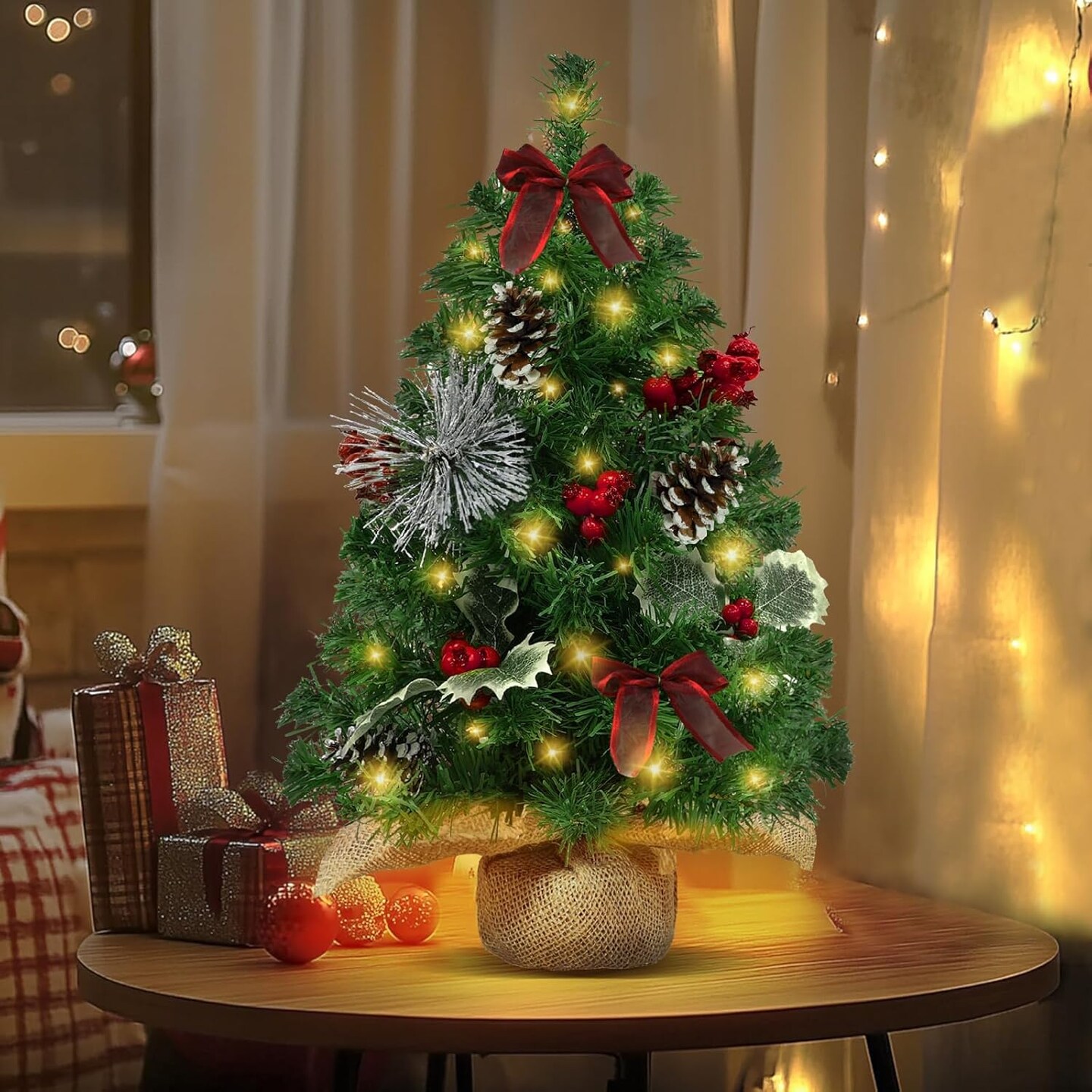 Lighted Mini Christmas Tree(Multicolor)10.5&#x22;D x 10.5&#x22;W x 20&#x22;H