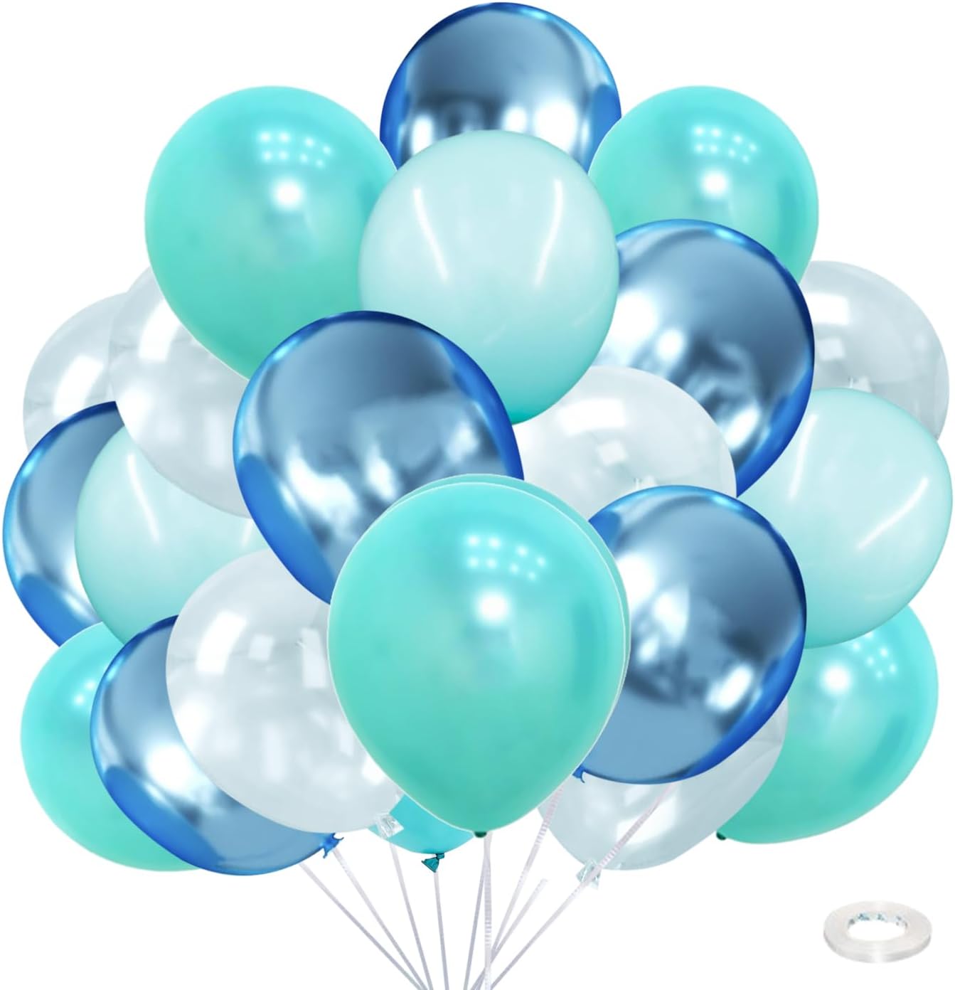 Under the Sea Party Decorations Teal Turquoise Blue Clear Balloons (Blue & Clear) 12 x 12 x 12 inches