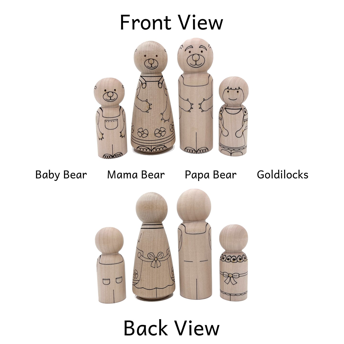 Goldilocks and the Three Bears Peg Doll Set by Pegsies™