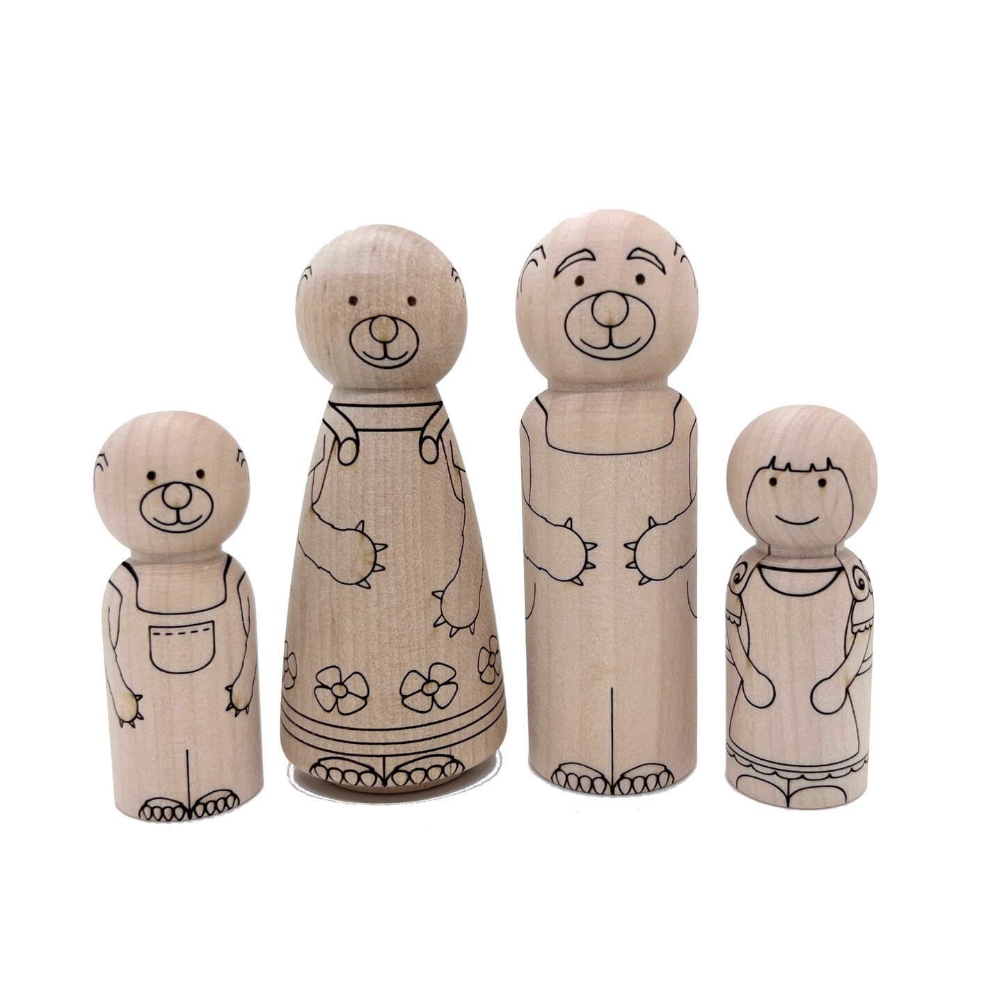 Goldilocks and the Three Bears Peg Doll Set by Pegsies™
